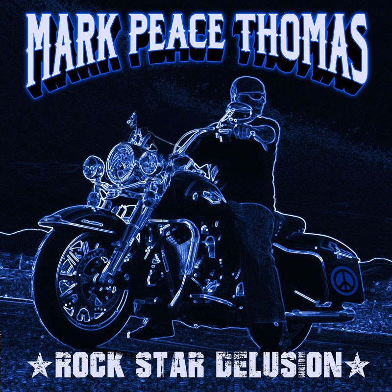 Rock Star Delusion by DJ Peace Album Cover features MPT on a Harley Motorcycle
